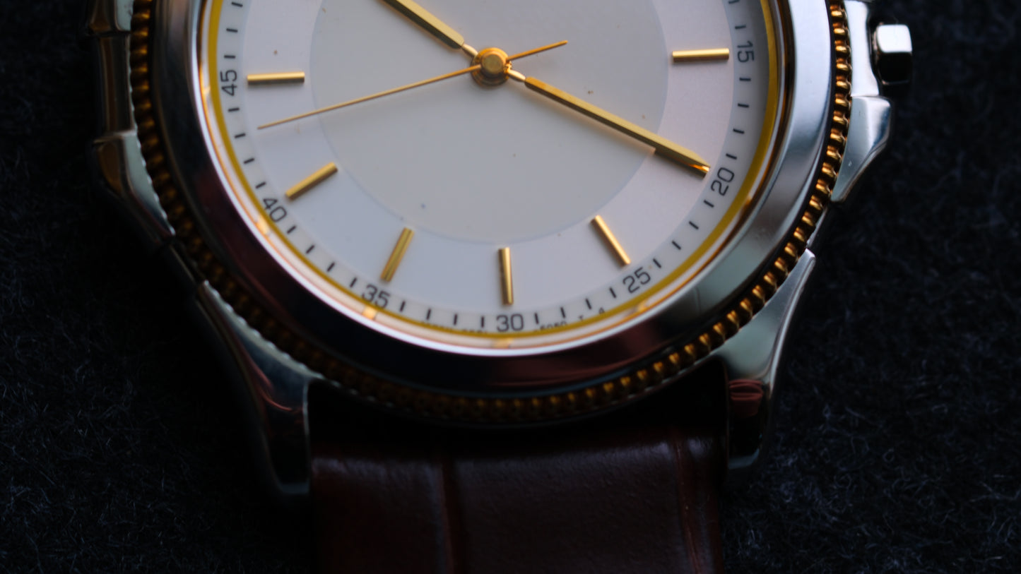Credor Pacifique Leather Strap 9581-6060 18K Gold Bezel two tone Dial