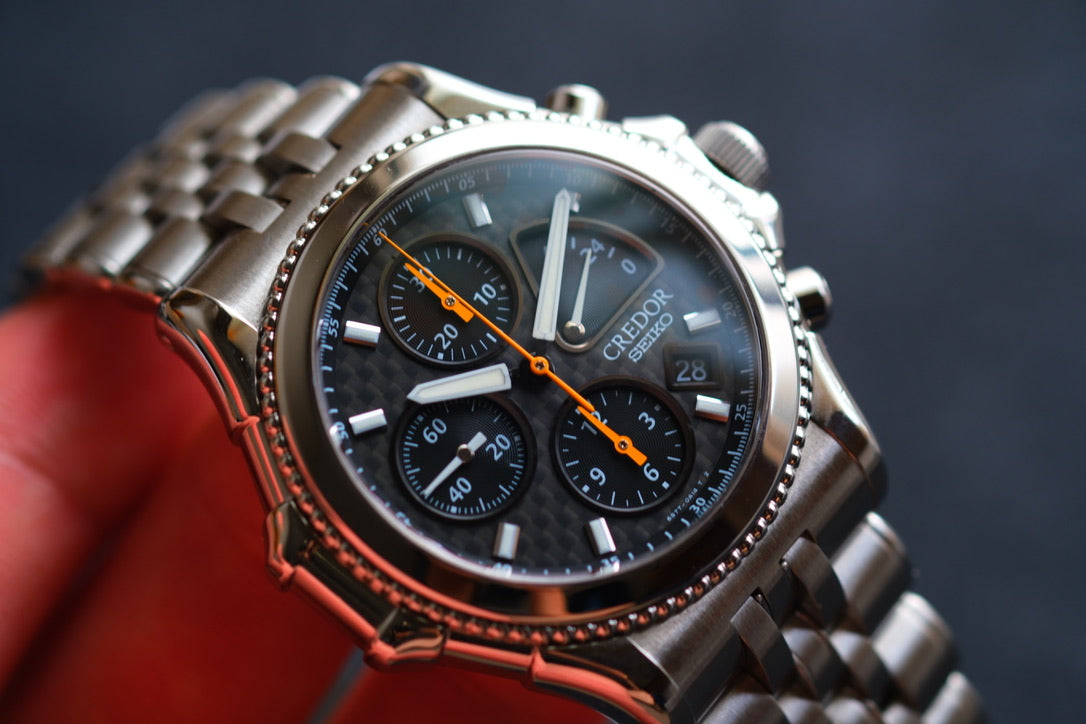 Credor Pacifique GCBK997 6S77-0A10 Chrnograph Limited 2000 Rare Carbon Dial Excellent Condition Serviced