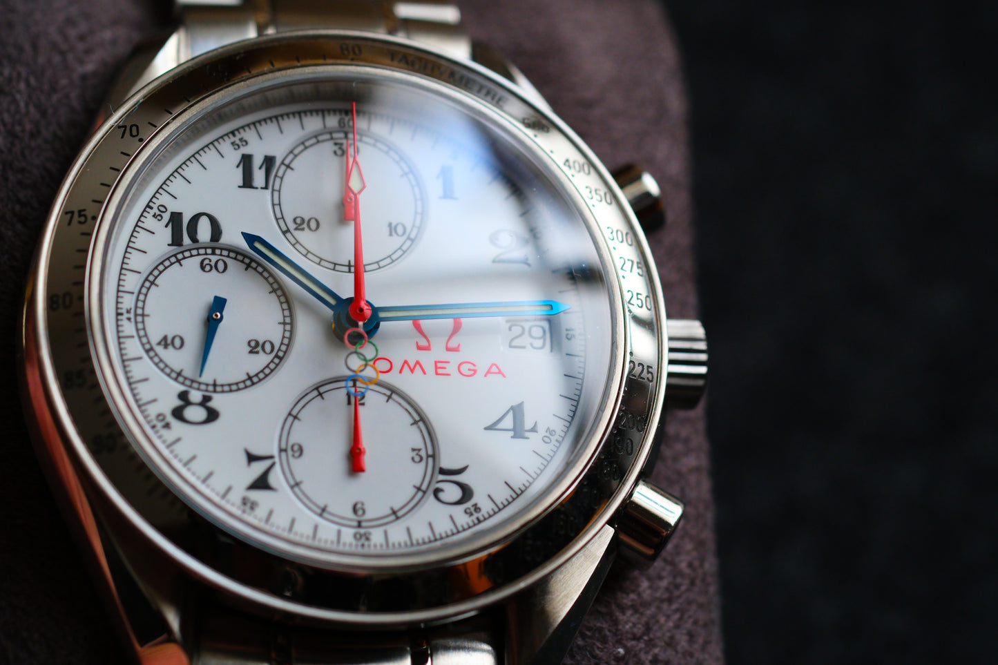 Omega Speedmaster 323.10.40.40.04.001 Specialities 2012 Olympic Games Collection Blue Red Hands | Good Condiition |Serviced