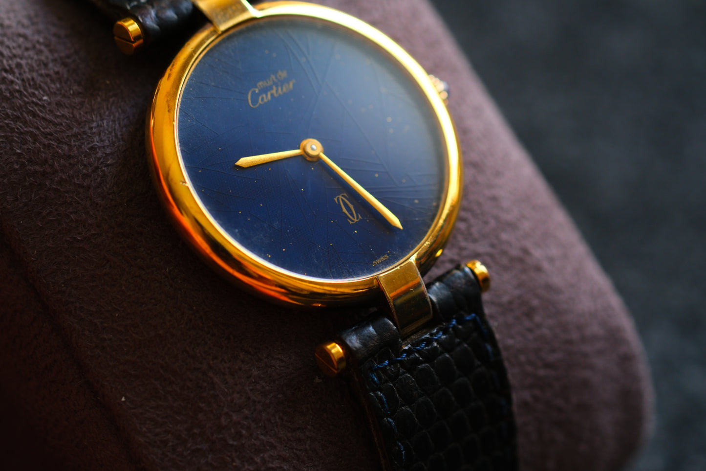Cartier 1980s Must de Cartier Vendome Blue Dial Men