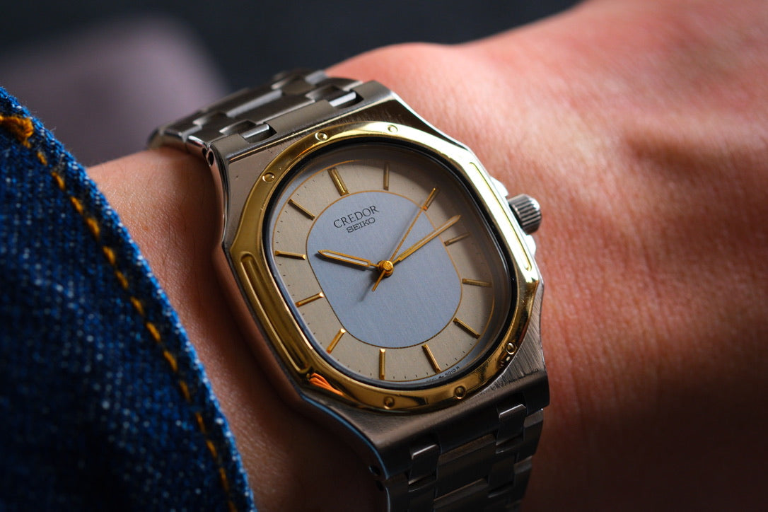 Credor 9661-5000 Twin Quart Gerald Genta 14K Bezel Two tone Rare Near Mint