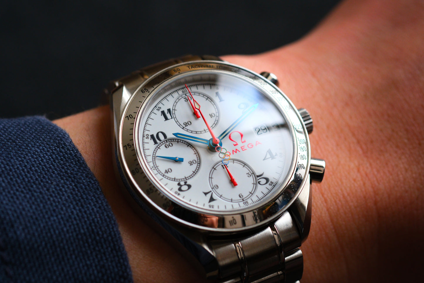 Omega Speedmaster 323.10.40.40.04.001 Specialities 2012 Olympic Games Collection Blue Red Hands | Good Condiition |Serviced