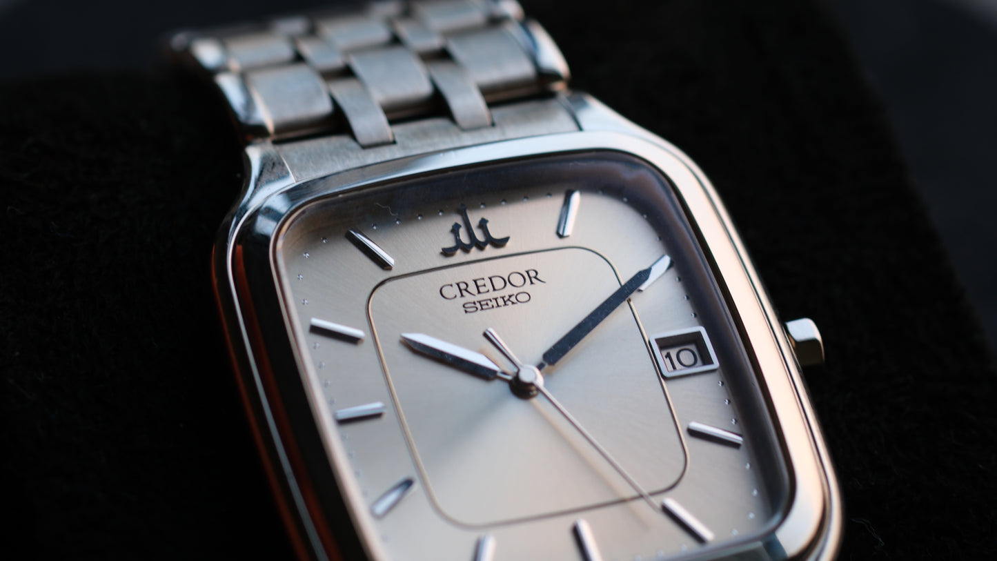 Credor Seiko Tank Champange Dial 8j82-5A10 Quart SS