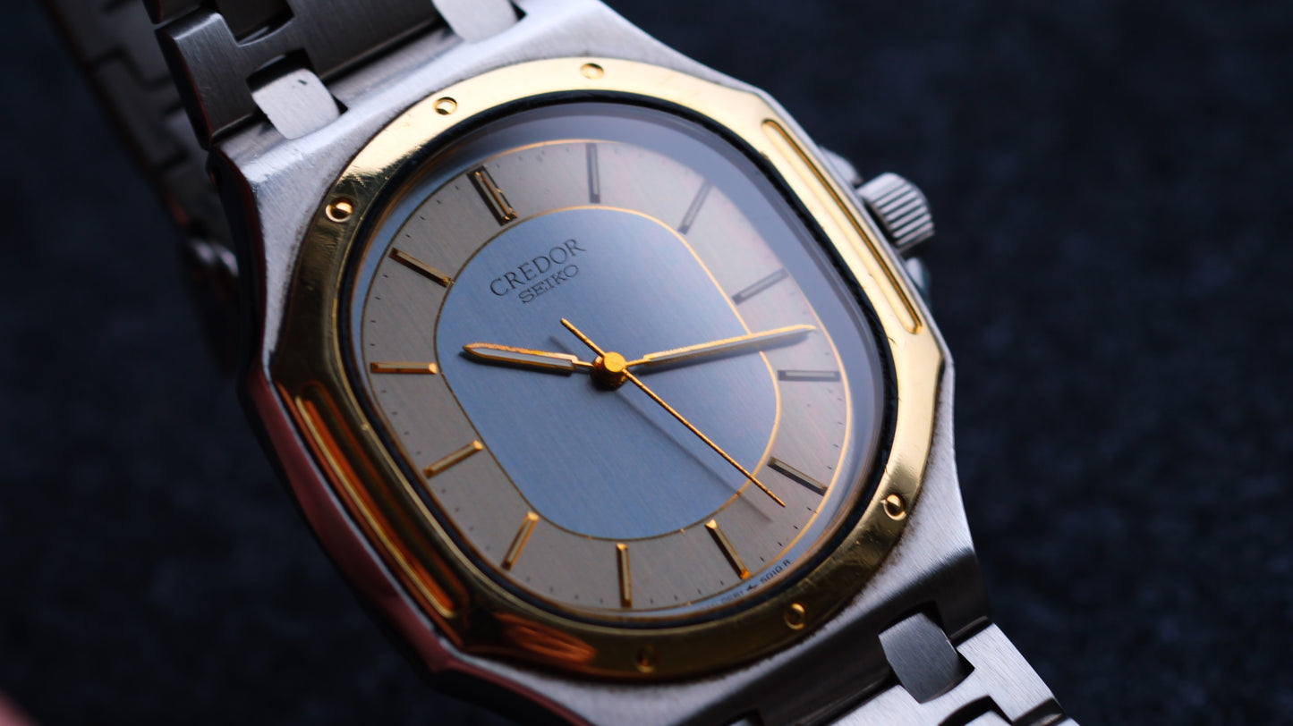 Credor 9661-5000 Twin Quart Gerald Genta 14K Bezel Two tone Rare Near Mint