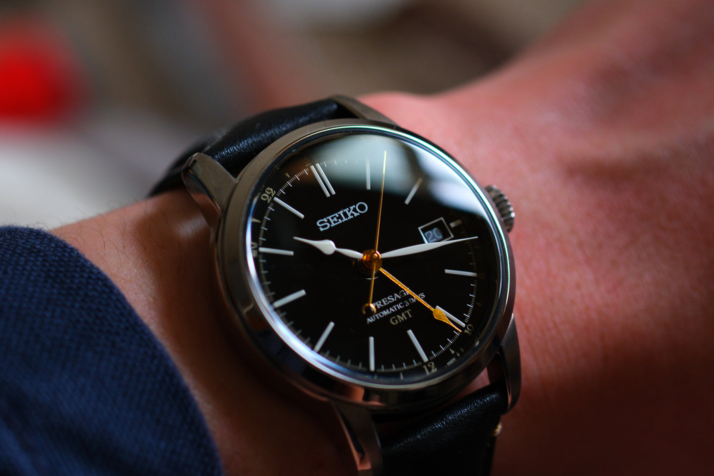 Seiko Pressage SARH001/SPB447 6R54-00F0 GMT Enemel Black Dial Excellent Condition