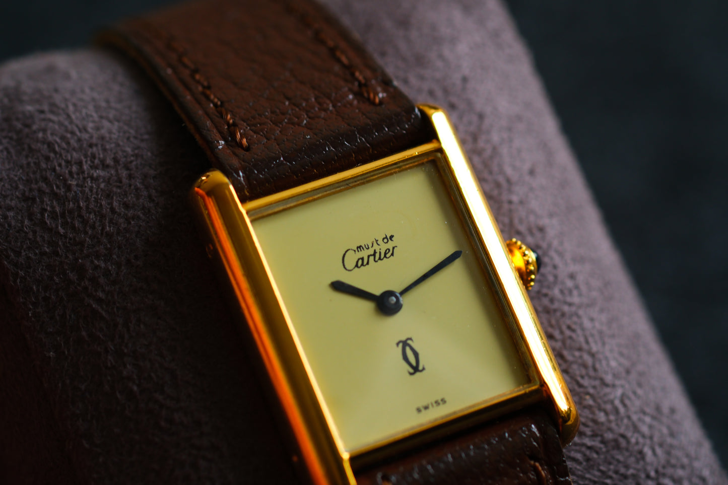 Cartier Tank Vermeil Must the Cartier LM 24x31mm SV925 Gold Plate Manual winding Yellow Dial