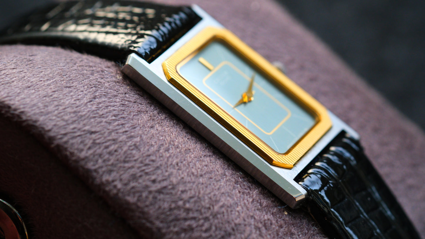 Credor Tank Couple 6730-5090 6730-5100 w14K Bezel SHA MIDDLE Tiffany Dial