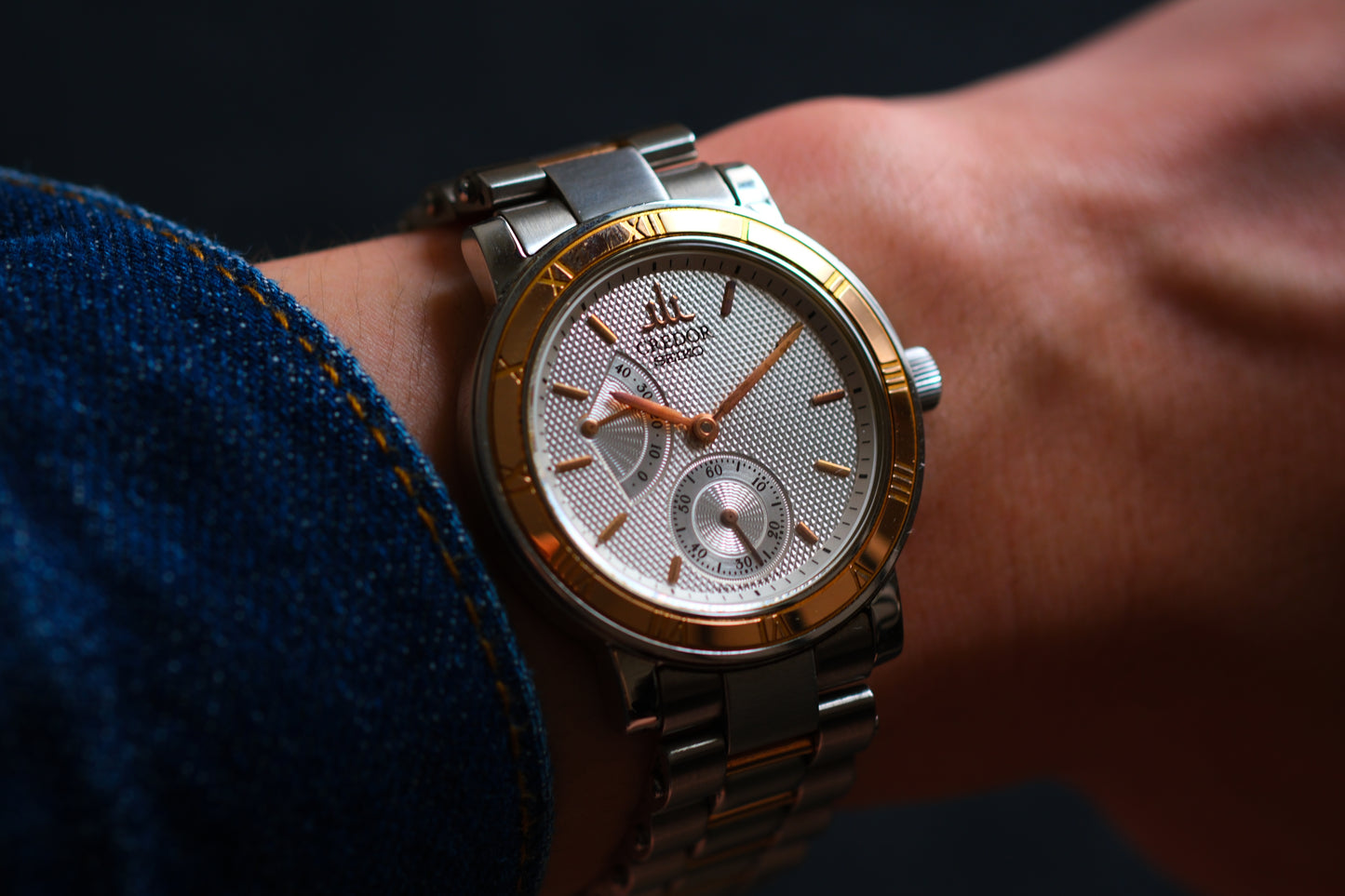 Credor GCAY992 4S79-0020 Power Reserve & Small Seconds Vintage Style 18K Pink Gold Good Condition