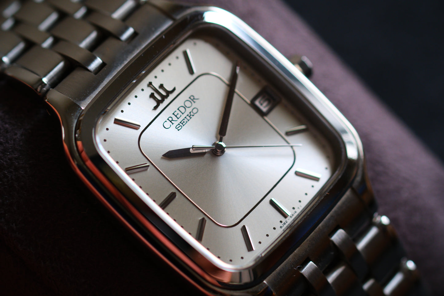 Credor Seiko Tank Champange Dial GCAX023 8j82-5A10 Quart SS