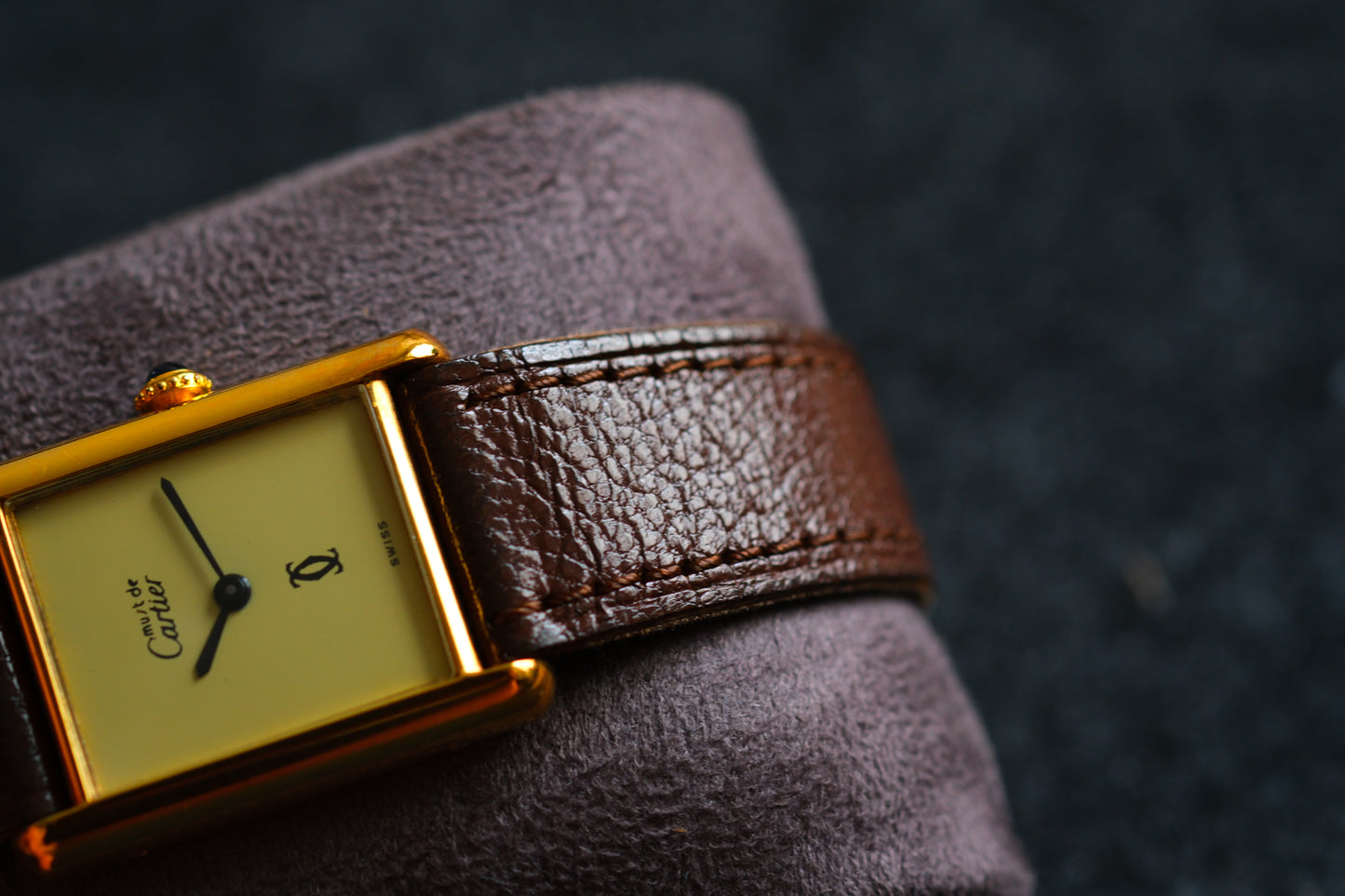 Cartier Tank Vermeil Must the Cartier LM 24x31mm SV925 Gold Plate Manual winding Yellow Dial