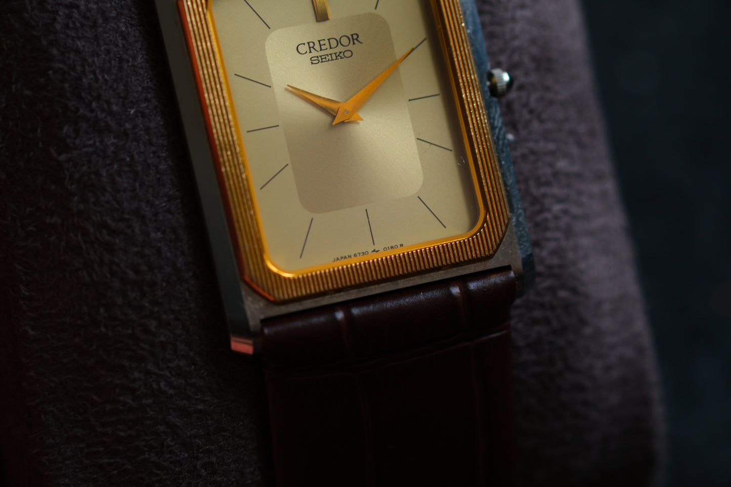 Credor Tank Men 6730-5090 14K Bezel SHA MIDDLE Vintage style