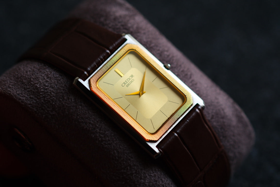 Credor Tank Men 6730-5090 14K Bezel SHA MIDDLE Vintage style