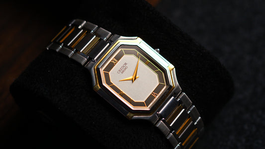 Credor Tank 18KT 5A74-3A10 Black Gray Dial Vintage Excellent Condition