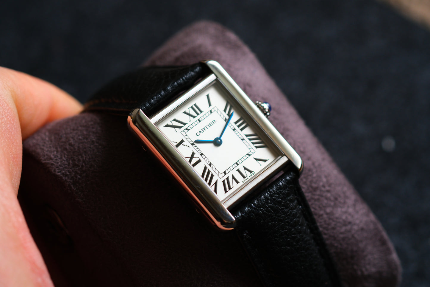 Cartier Tank Solo W1018255 SM 24x31mm Excellent Condition Full Box Paper Full Serviced