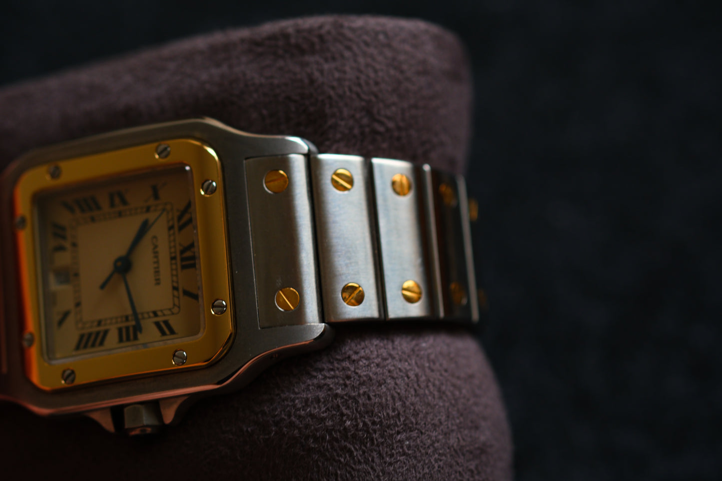 Cartier Santos De Cartier Galbee Ivory Roman Dial Ref.187901 LM 29x41mm Full Box Paper Excellent Condition