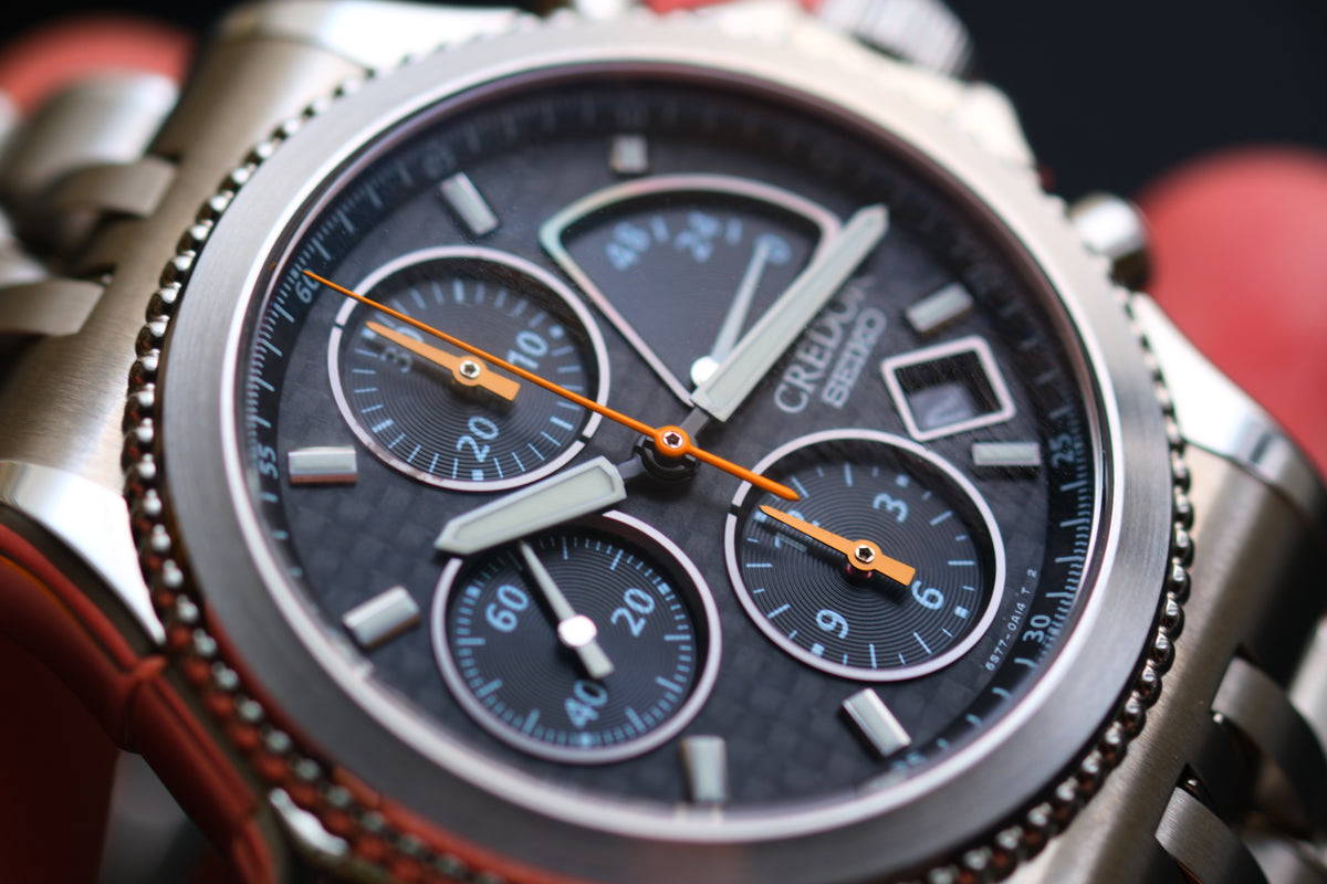 Credor Pacifique GCBK997 6S77-0A10 Chrnograph Limited 2000 Rare Carbon Dial Full Box Paper NOS Condition