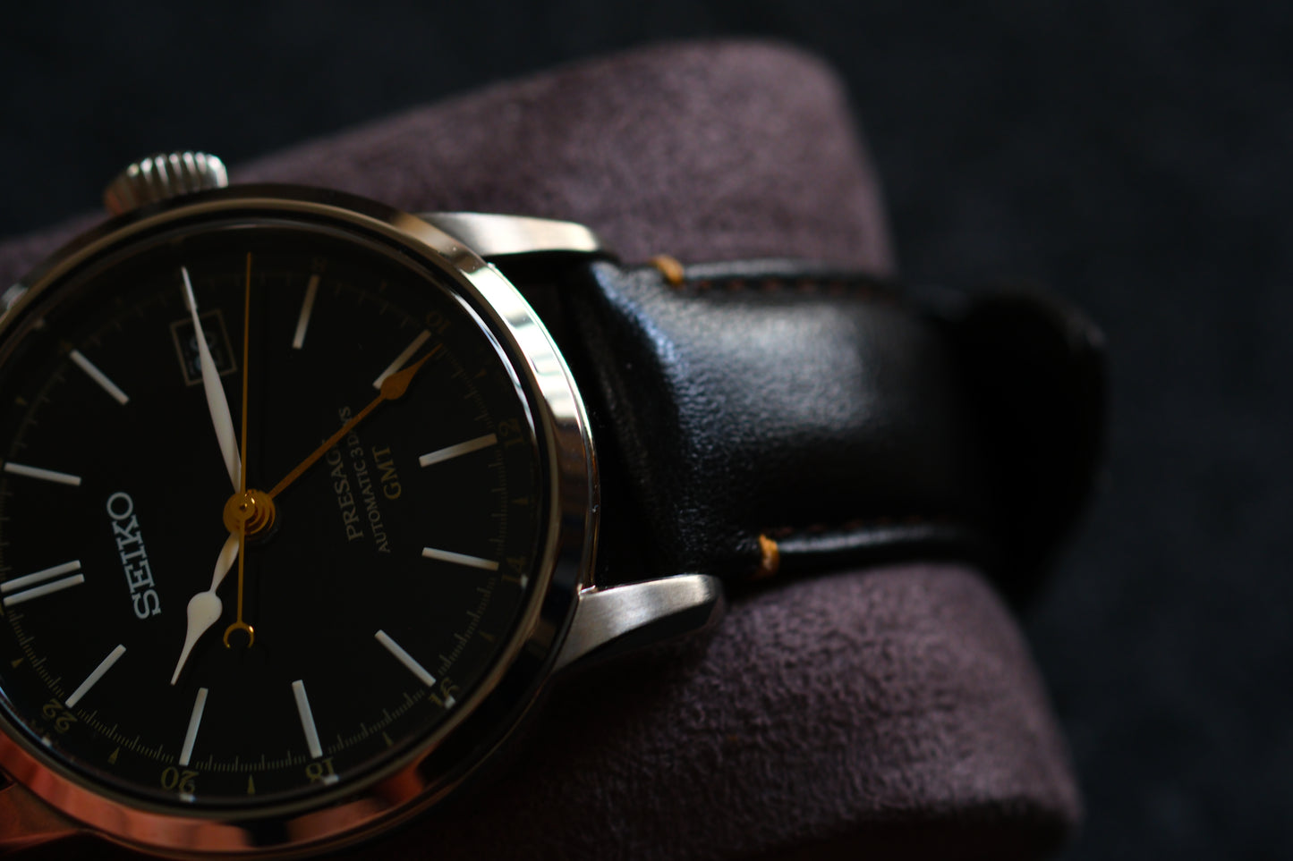 Seiko Pressage SARH001/SPB447 6R54-00F0 GMT Enemel Black Dial Excellent Condition