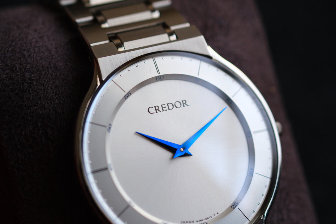 Credor Signo GCAT987 Quart 8J80-0AL0 Blue Hands full SS Good Condition