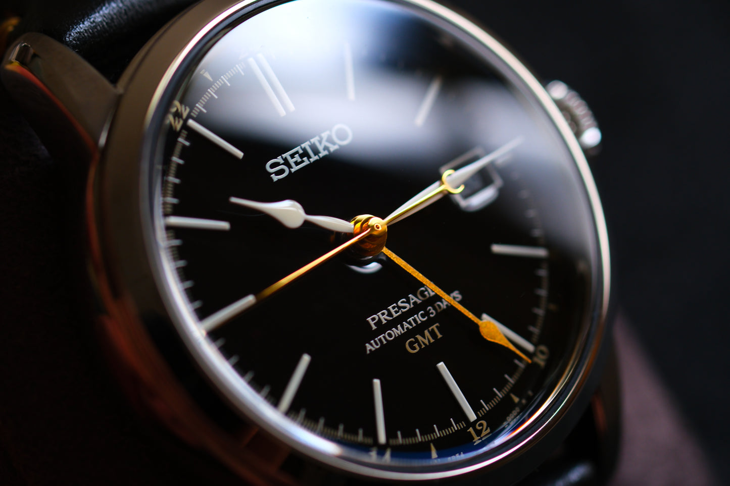 Seiko Pressage SARH001/SPB447 6R54-00F0 GMT Enemel Black Dial Excellent Condition