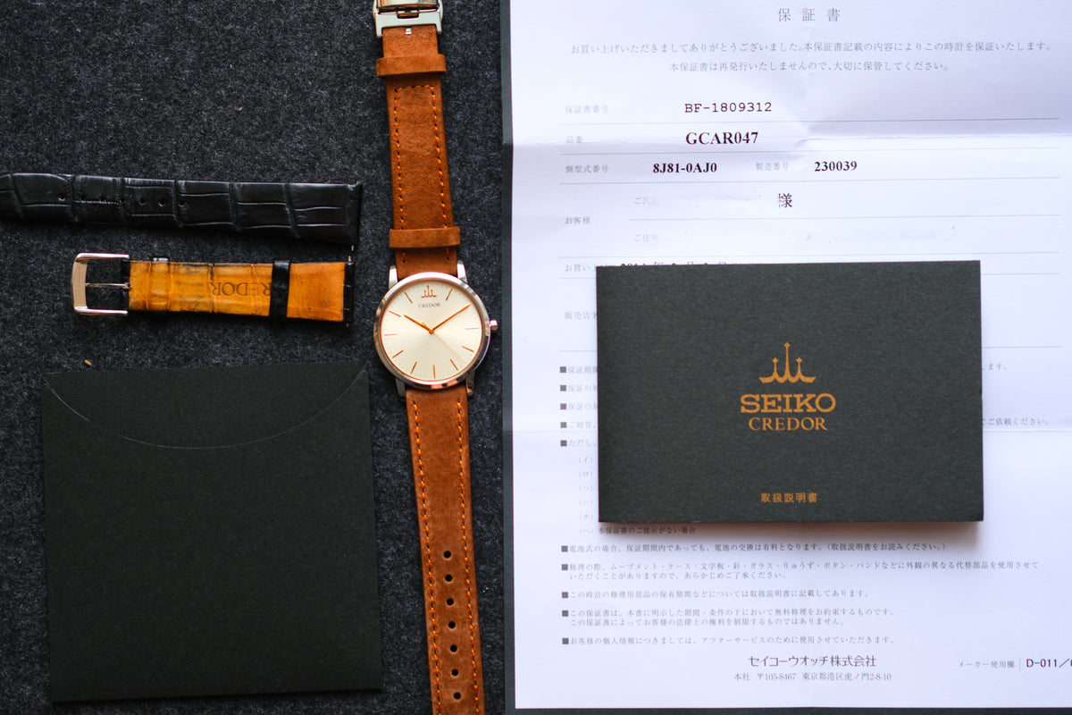 Credor Signo GCAR047 8J81-0AJ0 Dress Watch 36mm 6mm Thin Full Paper Excellent Condition