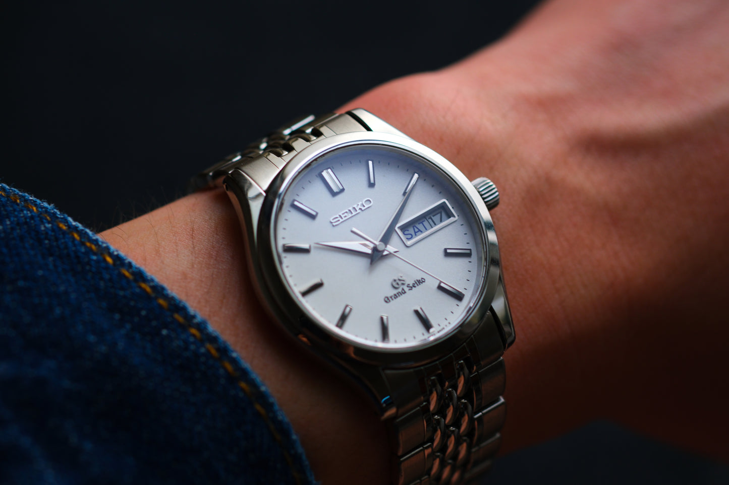 Grand Seiko SBGT001 9F83-9A00 Day date Excellent Condition Vintage Watch White Dial Full Box Paper Super Rare