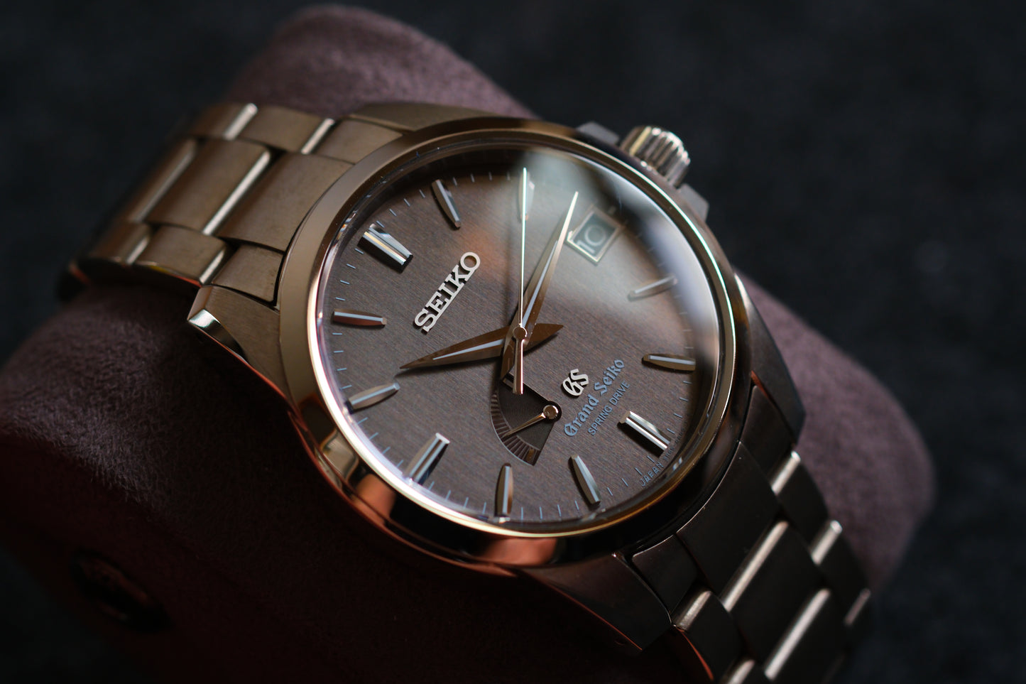 Grand Seiko SBGA081 9R65-0BG0 Spring Drive Full Titanium Beautifull Vertical Brushed Dial Full Serviced Box Manual User Excellent Condition