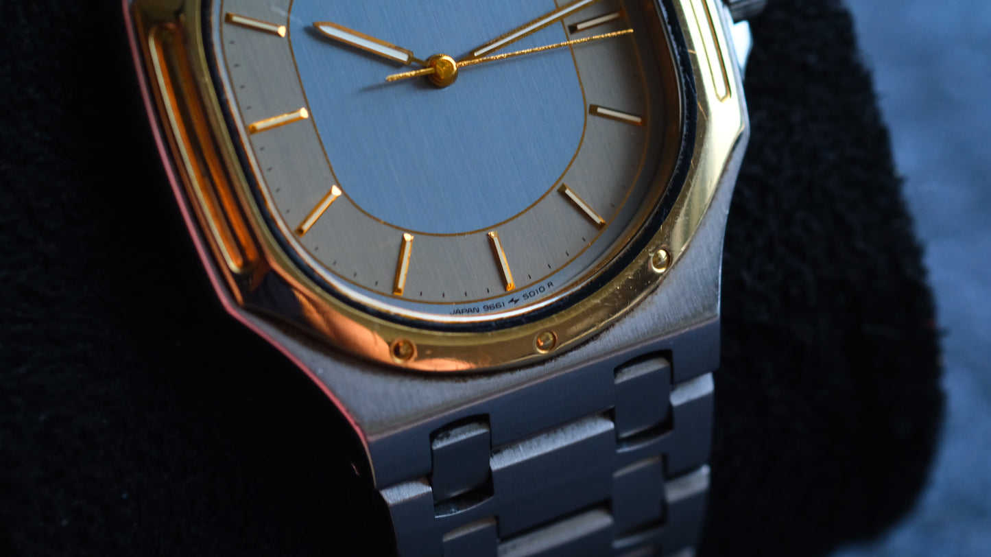 Credor 9661-5000 Twin Quart Gerald Genta 14K Bezel Two tone Rare Near Mint