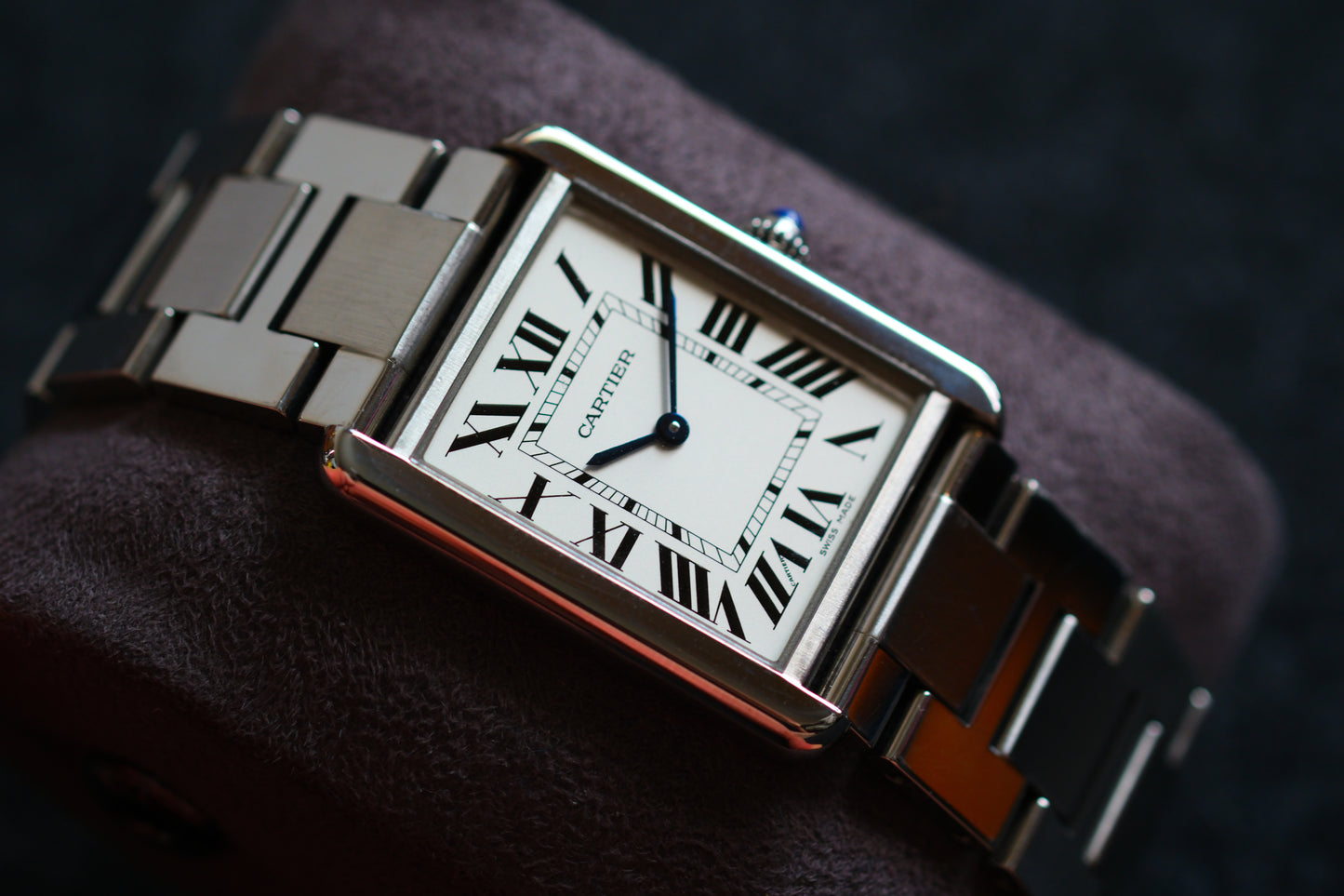 Cartier tank Solo LM WSTA0028 Full box Paper Excellent Condition Double Strap SS Strap + Leather Strap