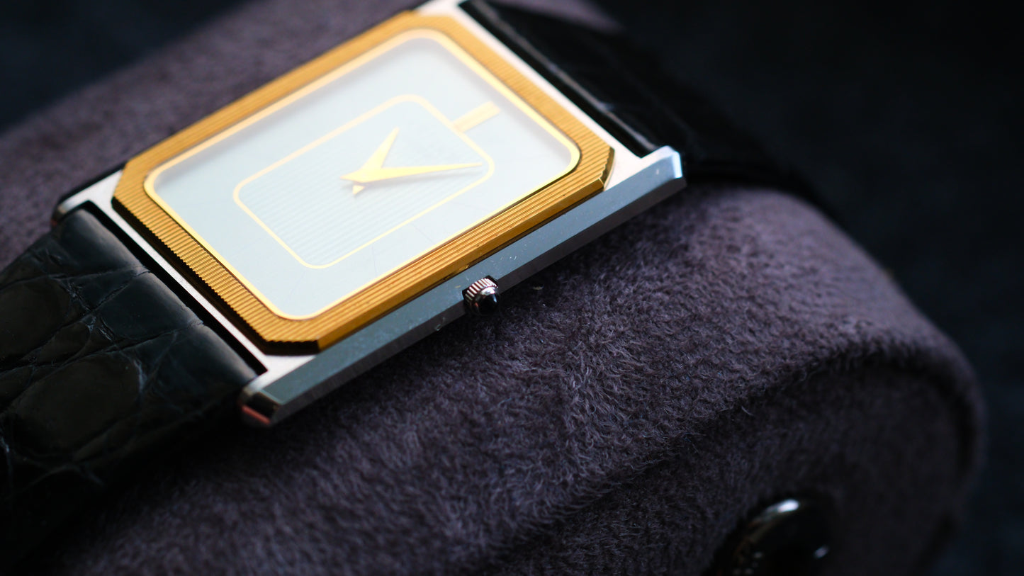 Credor Tank Couple 6730-5090 6730-5100 w14K Bezel SHA MIDDLE Tiffany Dial