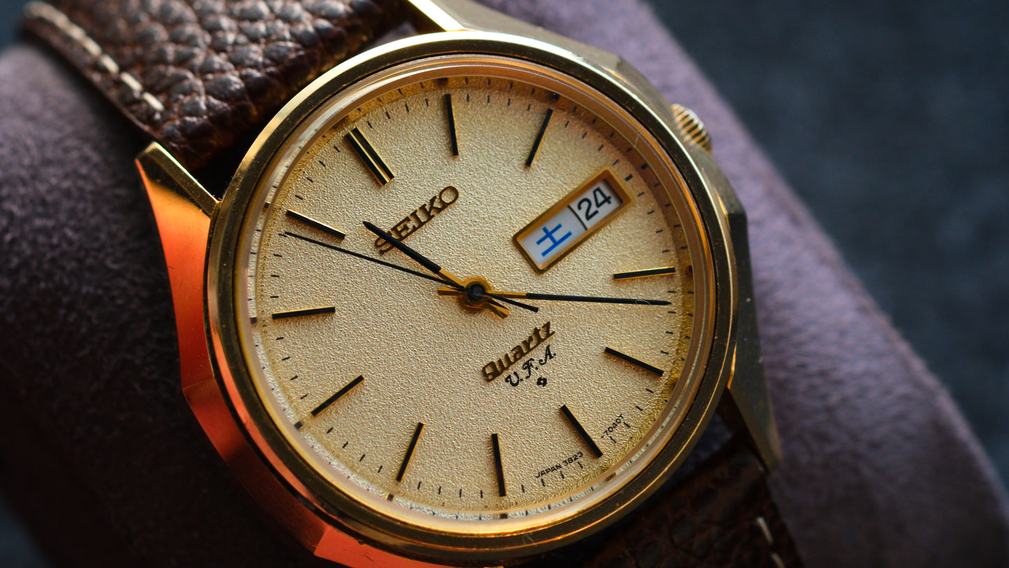 Seiko V.F.A(Very Fine Adjusted) Quartz 3823-7040 Ultra Rare Cap Gold 1970s Full Original Beautifull Dial| Good Condition