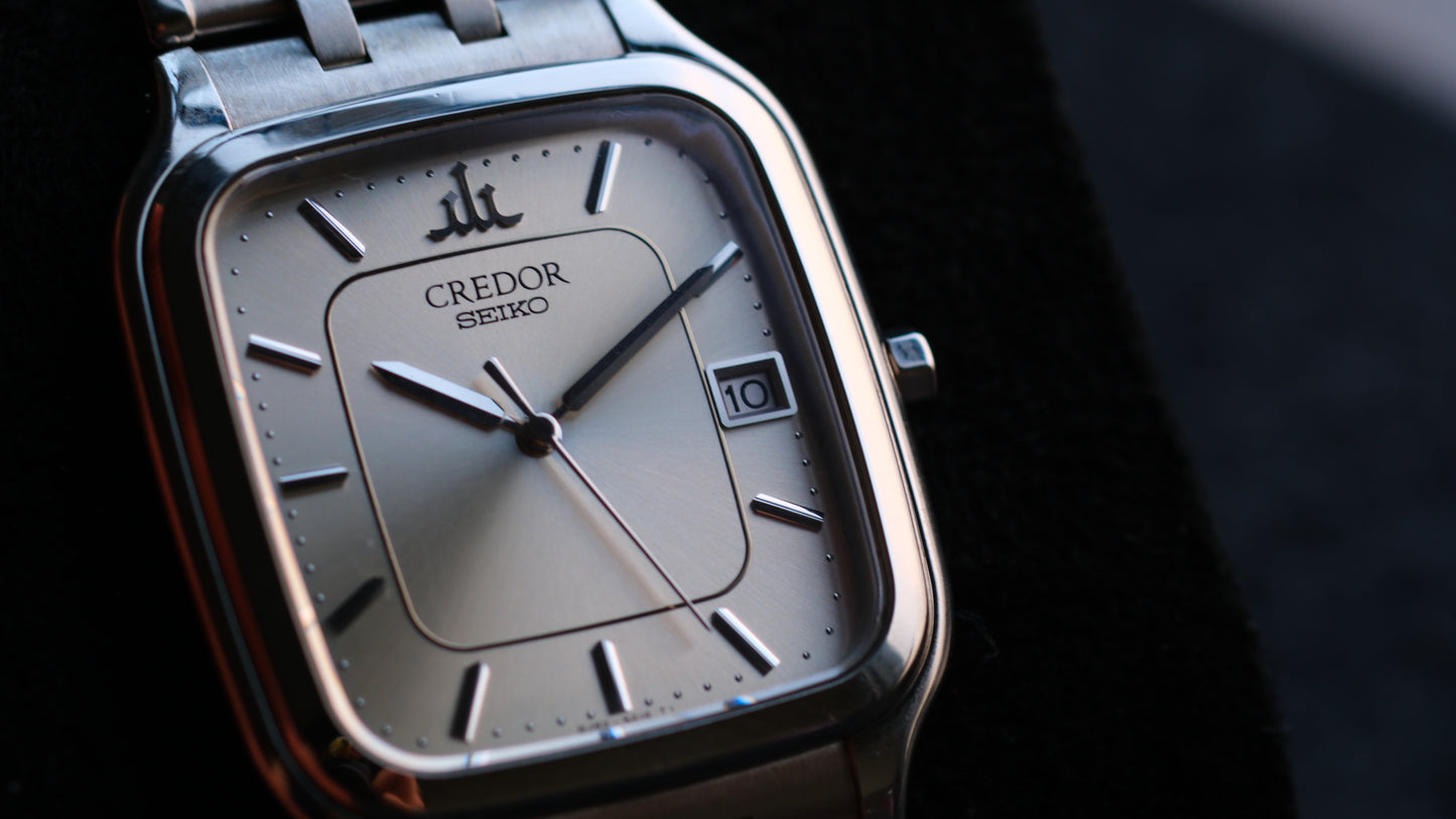 Credor Seiko Tank Champange Dial 8j82-5A10 Quart SS