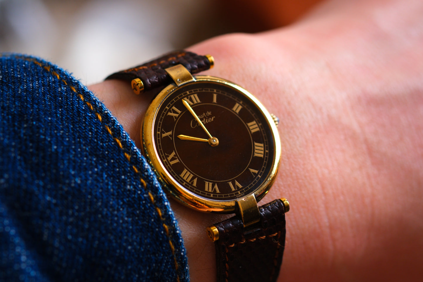 Cartier 1980s Must de Cartier Vendome Brown Dial Men