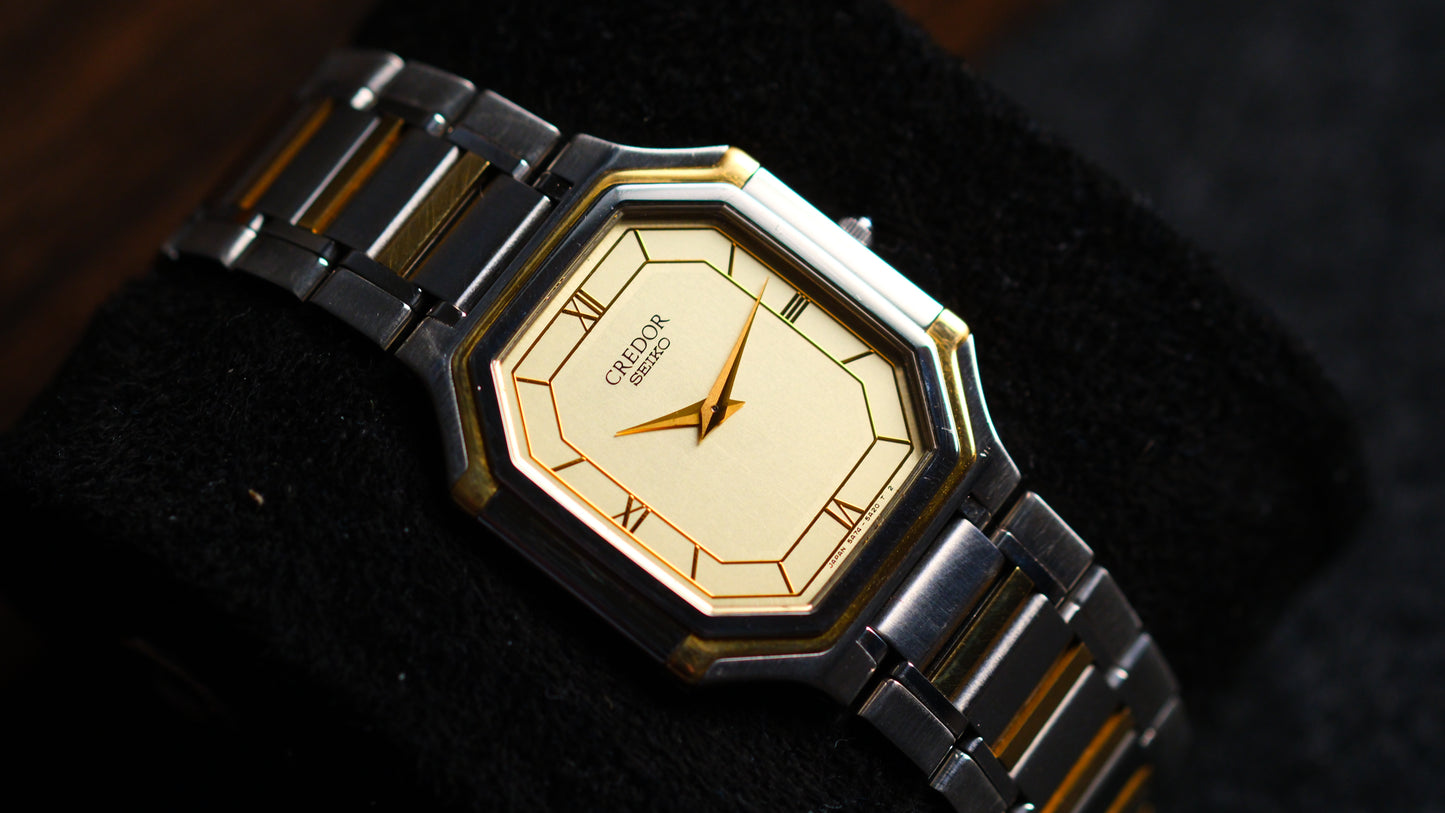 Credor Tank 18KT 5A74-3A10 Yellow Dial Vintage Good Condition