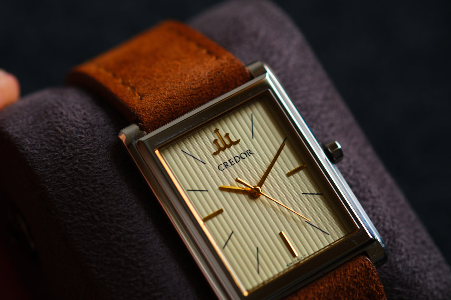 Credor Tank Signo GCAR049 8j81-0AK0 Fabric-textured dial Excellent Condition