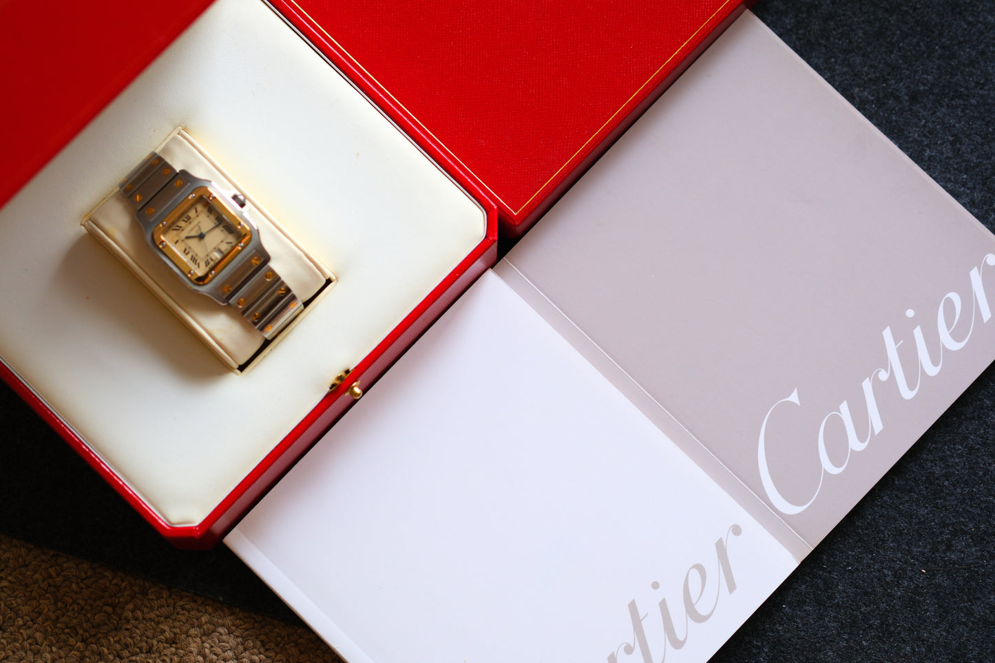 Cartier Santos De Cartier Galbee Ivory Roman Dial Ref.187901 LM 29x41mm Full Box Paper Excellent Condition