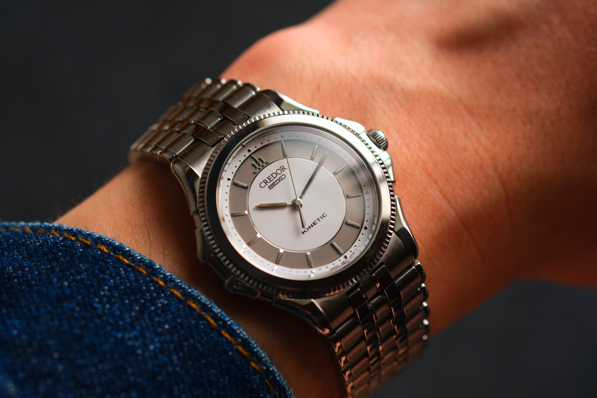 Credor Pacifique 4M71-0A30 Kinetic 18KWG+SS Auto Quart Two Tone Excellent Condition