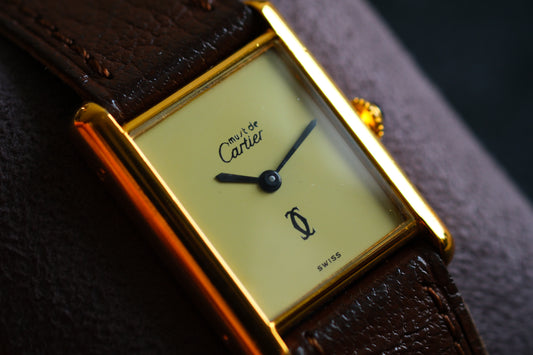 Cartier Tank Vermeil Must the Cartier LM 24x31mm SV925 Gold Plate Manual winding Yellow Dial