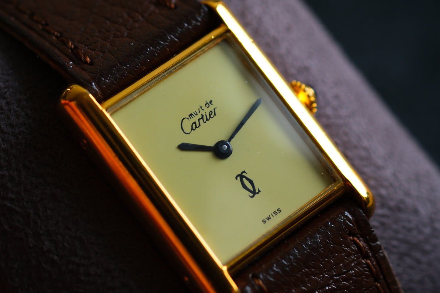Cartier Tank Vermeil Must the Cartier LM 24x31mm SV925 Gold Plate Manual winding Yellow Dial