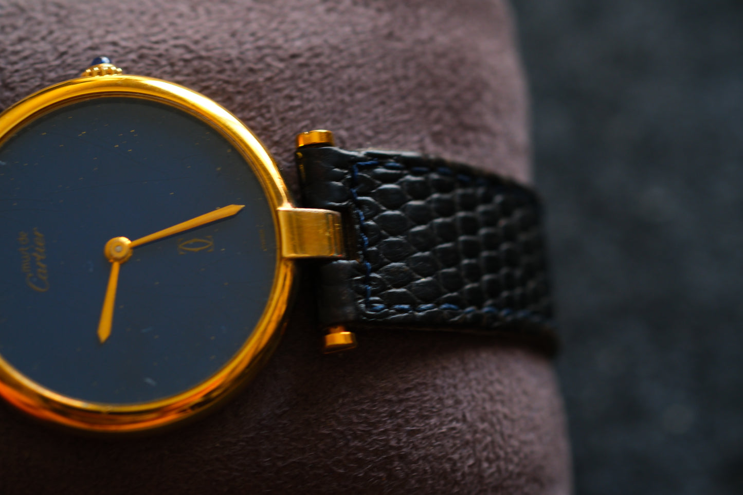 Cartier 1980s Must de Cartier Vendome Blue Dial Men
