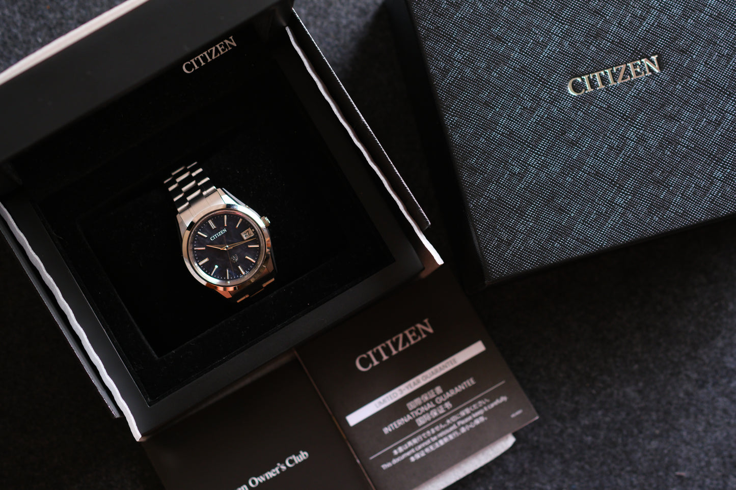 The Citizen AQ4100-57E Eco-Drive HAQ Beautiful Texture Dial Full Box Paper Date 26/5/2026