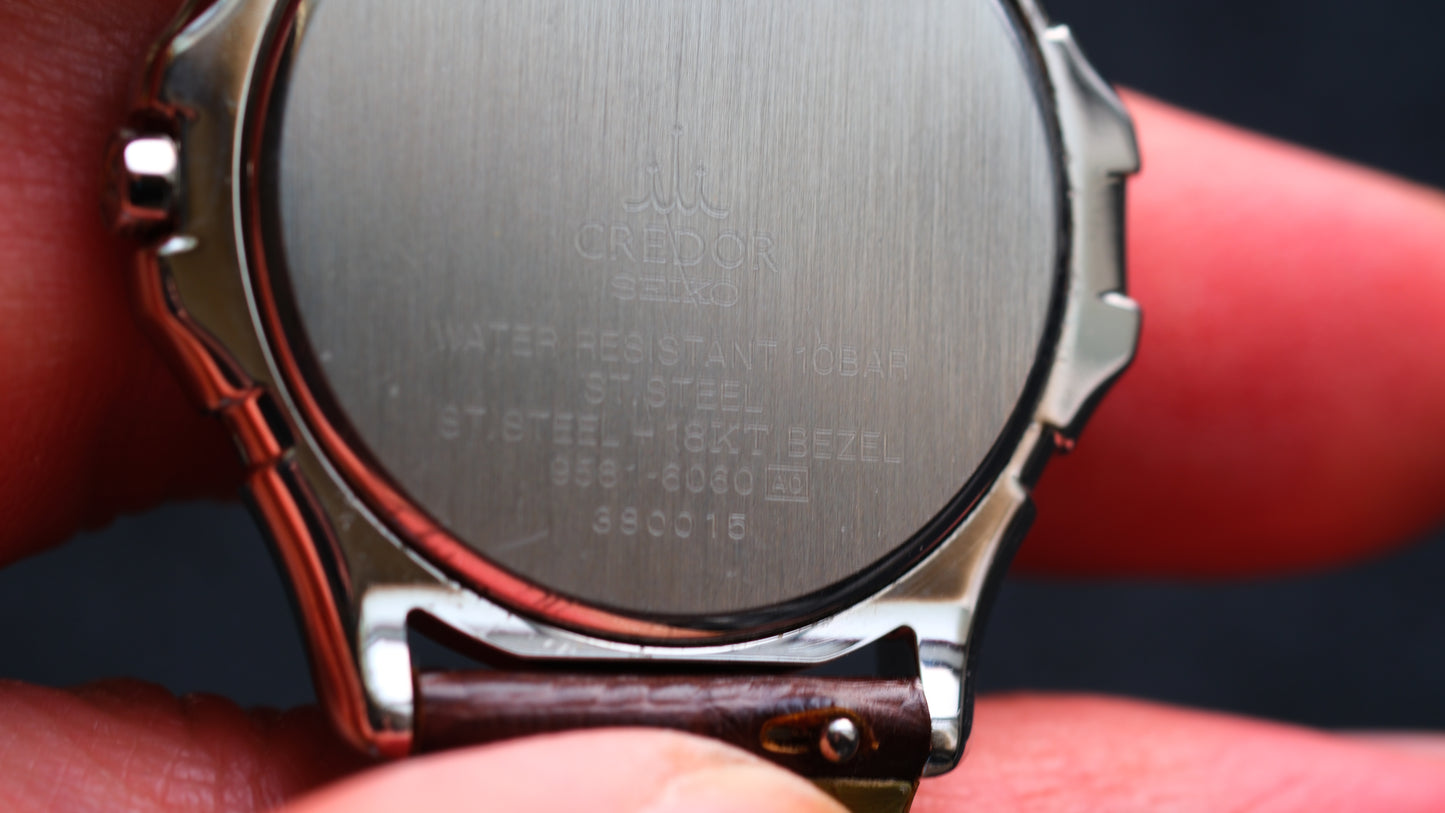 Credor Pacifique Leather Strap 9581-6060 18K Gold Bezel two tone Dial