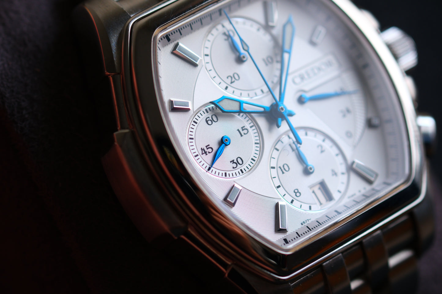 Credor Pacifique Tonneau GCBK993 6s77-00A0 Chrnograph White Dial Blue Hands| Full Serviced| Excellent Condition