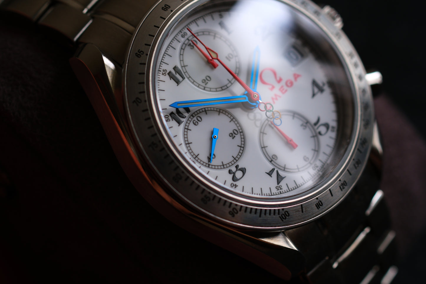 Omega Speedmaster Specialities 2012 Olympic Games Collection Blue Red Hands Excellent Condition |Full Serviced