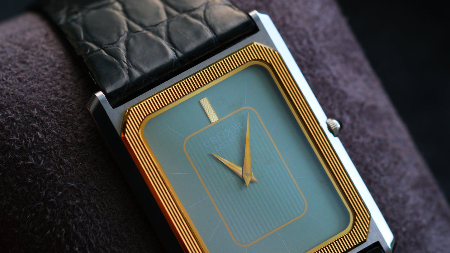 Credor Tank Couple 6730-5090 6730-5100 w14K Bezel SHA MIDDLE Tiffany Dial