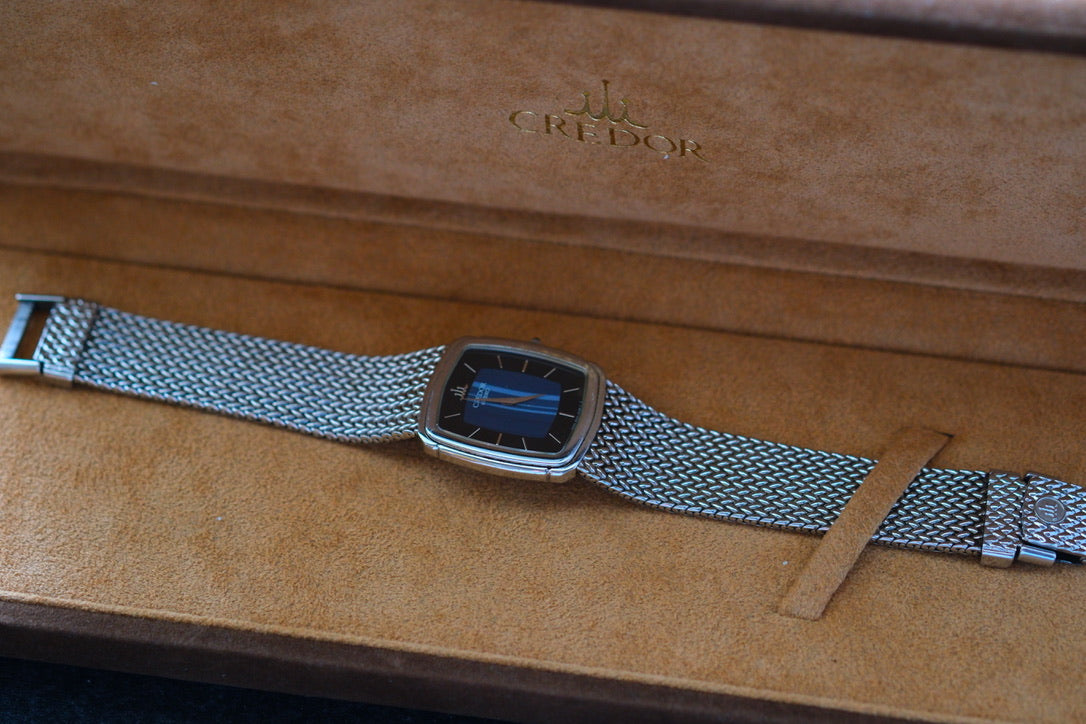 Credor 5A74-3D30 Blue Agate Dial Onyx Stone | Good Condition | Credor Box