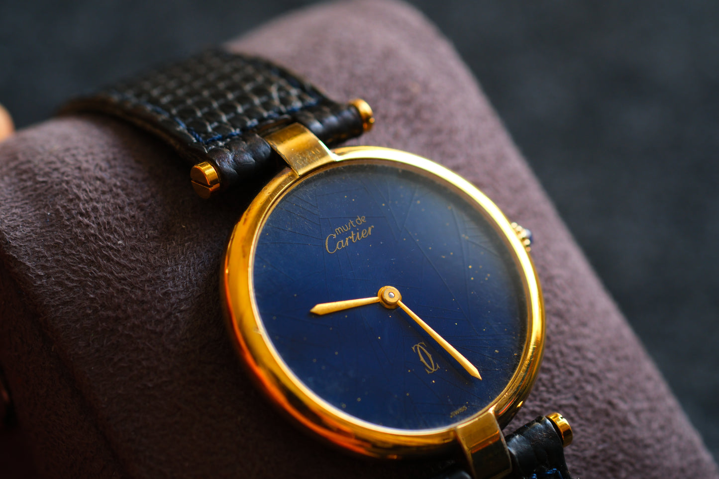 Cartier 1980s Must de Cartier Vendome Blue Dial Men