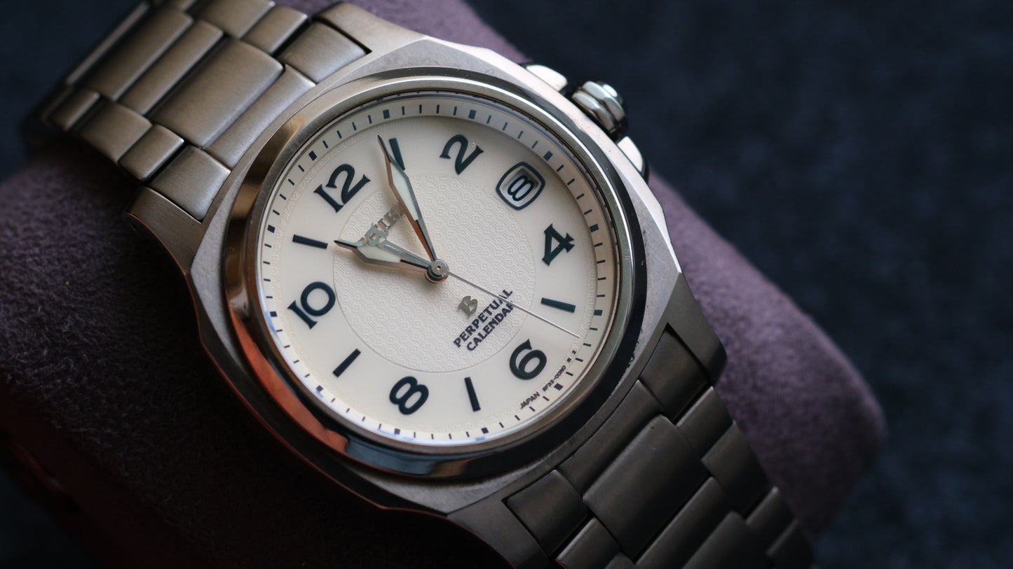 Seiko Bright Full Titanium SAGM007 HAQ Pepetual Calendar Two tone White Dial | Excellent Condition| Movement Serviced