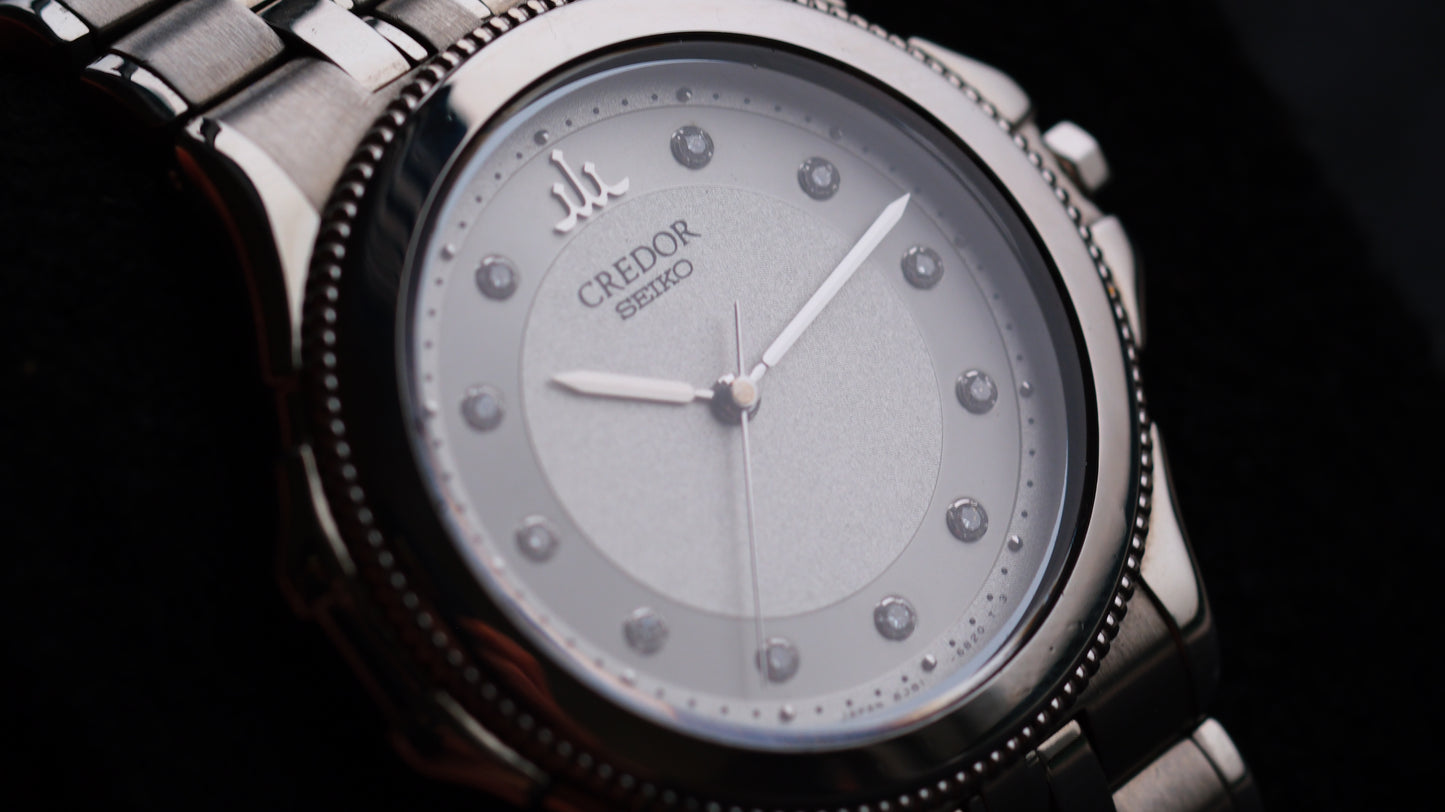 Credor Pacifique Diamond 11P 18KWG Bezel Quart 8j81-6B10 Good Condition