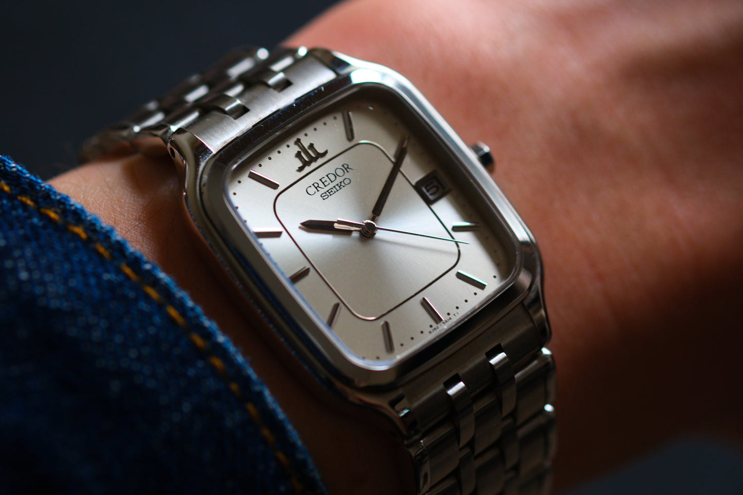 Credor Seiko Tank Champange Dial GCAX023 8j82-5A10 Quart SS