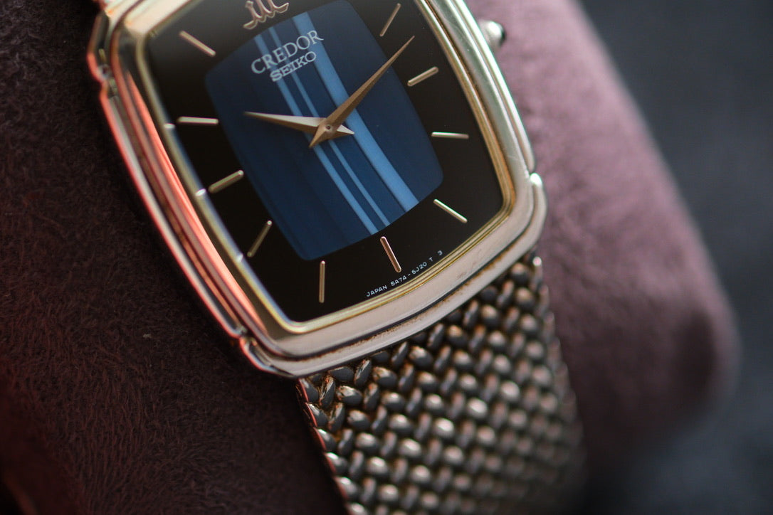 Credor 5A74-3D30 Blue Agate Dial Onyx Stone | Good Condition | Credor Box